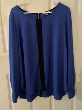 Gibson Latimer Royal Blue Blouse with Black Trim